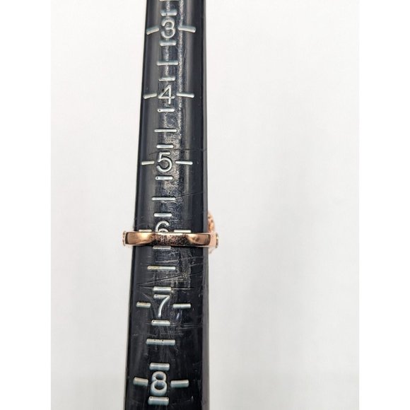 Designer Signed W Sterling Silver 925 Rose Gold Plated Pink Heart Halo Ring Sz 6 - Picture 12 of 12